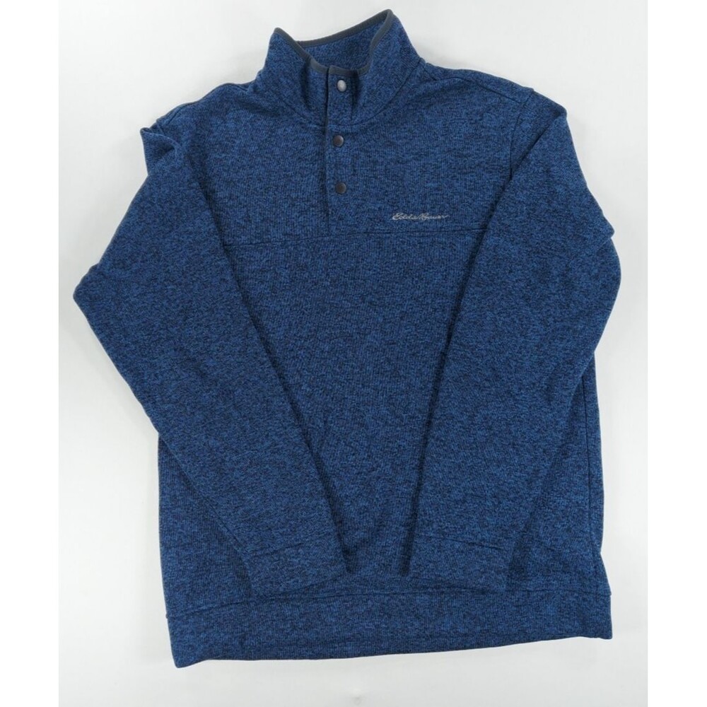 Eddie Bauer Radiator Fleece Mens L Blue Pullover T-Snap Sweatshirt Large Outdoor